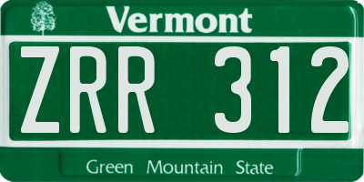 VT license plate ZRR312