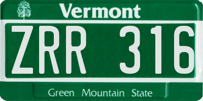 VT license plate ZRR316