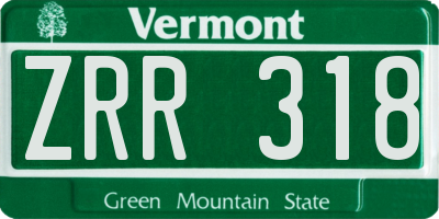 VT license plate ZRR318