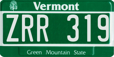 VT license plate ZRR319
