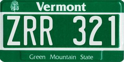 VT license plate ZRR321