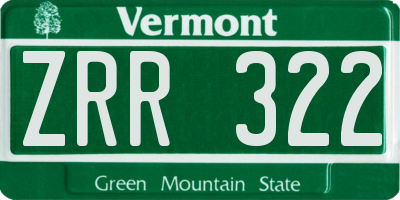 VT license plate ZRR322