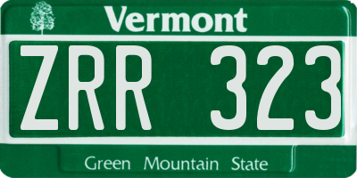 VT license plate ZRR323