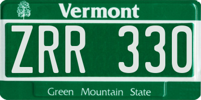 VT license plate ZRR330