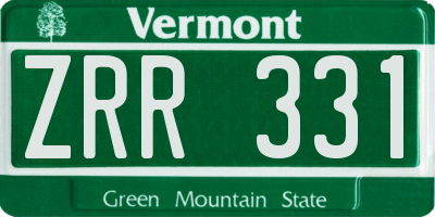 VT license plate ZRR331