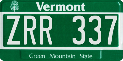 VT license plate ZRR337
