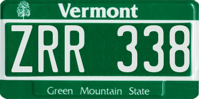 VT license plate ZRR338