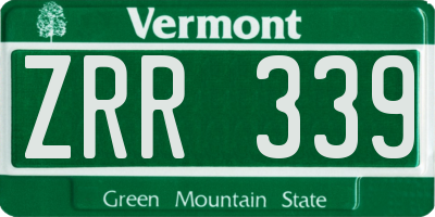 VT license plate ZRR339
