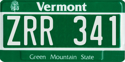 VT license plate ZRR341