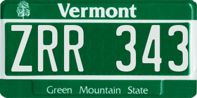 VT license plate ZRR343