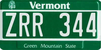 VT license plate ZRR344