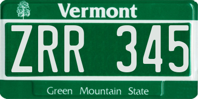 VT license plate ZRR345