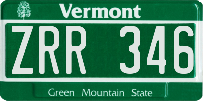 VT license plate ZRR346