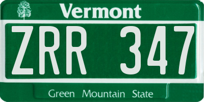 VT license plate ZRR347
