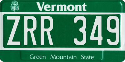 VT license plate ZRR349