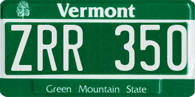VT license plate ZRR350