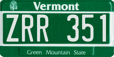 VT license plate ZRR351