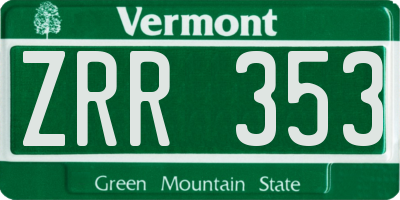 VT license plate ZRR353