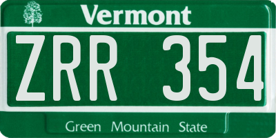 VT license plate ZRR354