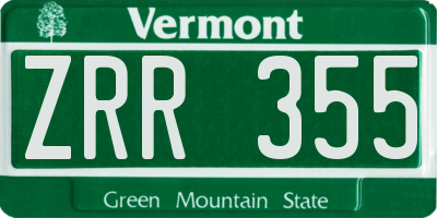 VT license plate ZRR355
