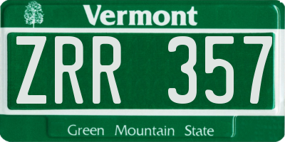 VT license plate ZRR357