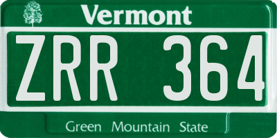 VT license plate ZRR364