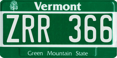 VT license plate ZRR366