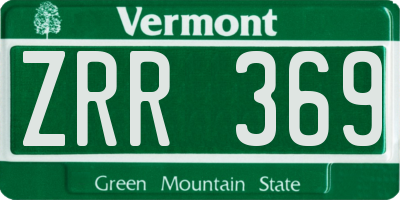 VT license plate ZRR369