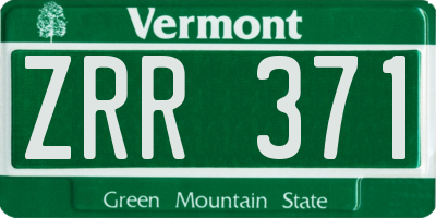 VT license plate ZRR371