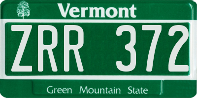 VT license plate ZRR372