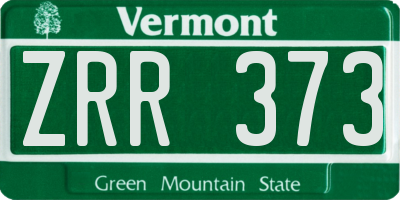 VT license plate ZRR373