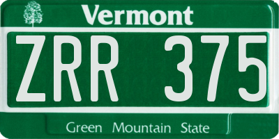 VT license plate ZRR375