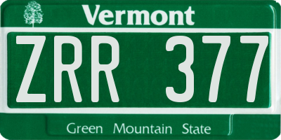 VT license plate ZRR377