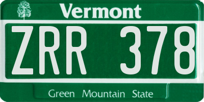 VT license plate ZRR378