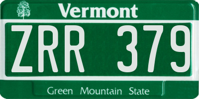 VT license plate ZRR379