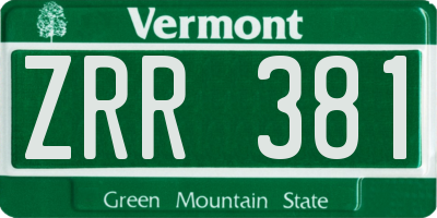 VT license plate ZRR381