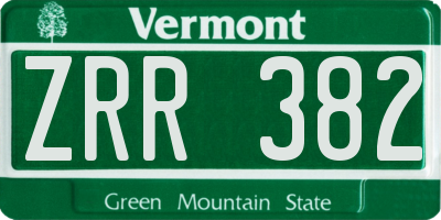 VT license plate ZRR382