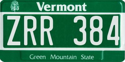 VT license plate ZRR384