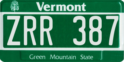 VT license plate ZRR387
