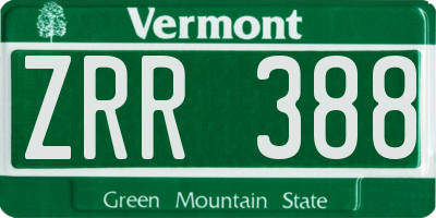 VT license plate ZRR388