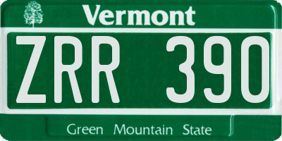 VT license plate ZRR390