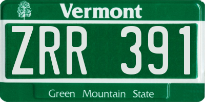 VT license plate ZRR391