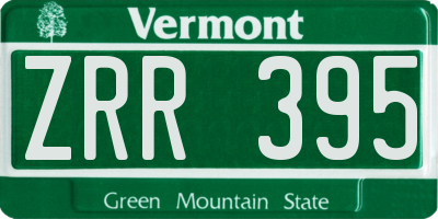VT license plate ZRR395