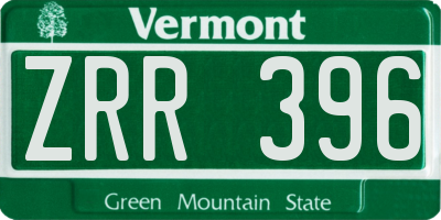 VT license plate ZRR396