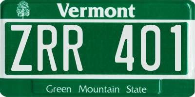 VT license plate ZRR401
