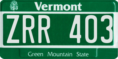 VT license plate ZRR403