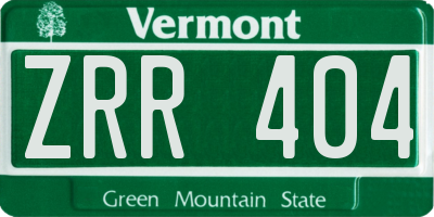 VT license plate ZRR404
