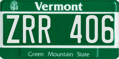 VT license plate ZRR406