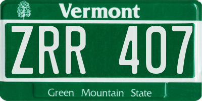 VT license plate ZRR407