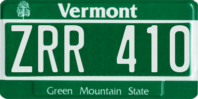VT license plate ZRR410